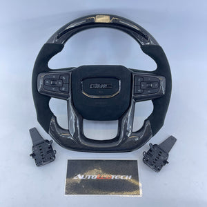 2020-2026+ GMC Sierra 1500 2500 HD Custom Carbon Fiber Steering Wheel - AutoLEDTech.com