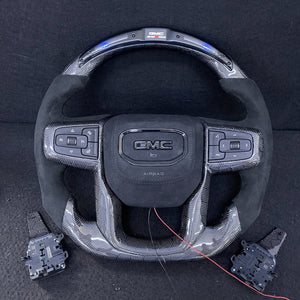 2020-2026+ GMC Sierra 1500 2500 HD Custom Carbon Fiber Steering Wheel - AutoLEDTech.com