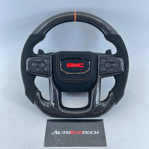 2020-2026+ GMC Sierra 1500 2500 HD Custom Carbon Fiber Steering Wheel - AutoLEDTech.com