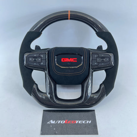 2020-2026+ GMC Sierra 1500 2500 HD Custom Carbon Fiber Steering Wheel - AutoLEDTech.com