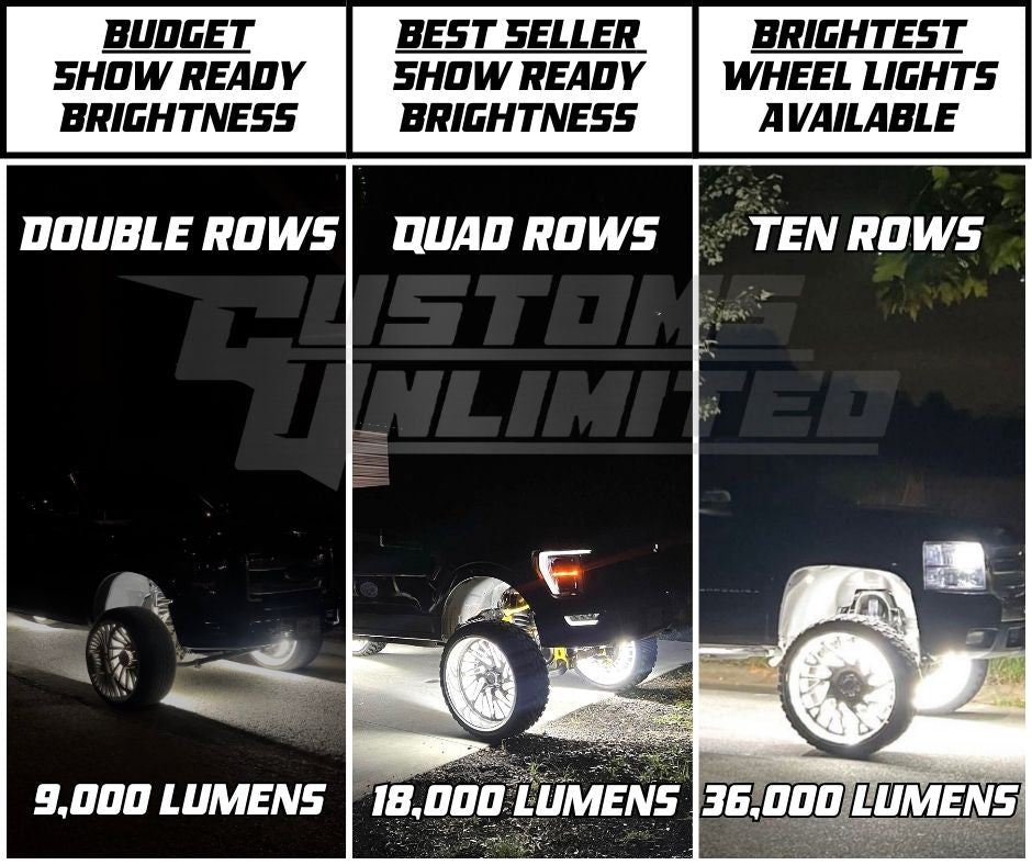 14 Row Pure White LED Wheel Ring Lights Kit