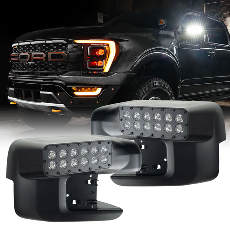 2021-2025 Ford F-150 LED Off-Road Side Mirror Ditch Lights - 6000K / White LED
