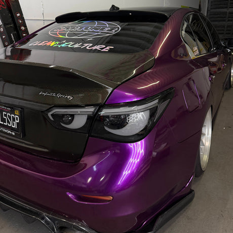 2014-2017 Infiniti Q50 Chrome Black Red Clear Lens Tail Lights - AutoLEDTech.com