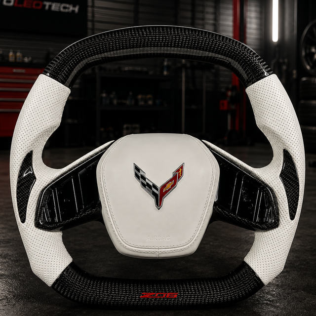 2020-2027+ Chevrolet C8 Corvette Custom Carbon Fiber Steering Wheel - AutoLEDTech.com