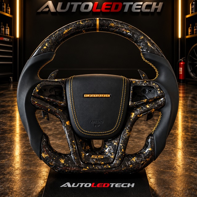 2012-2015 Chevrolet Camaro Custom Carbon Fiber Steering Wheel - AutoLEDTech.com