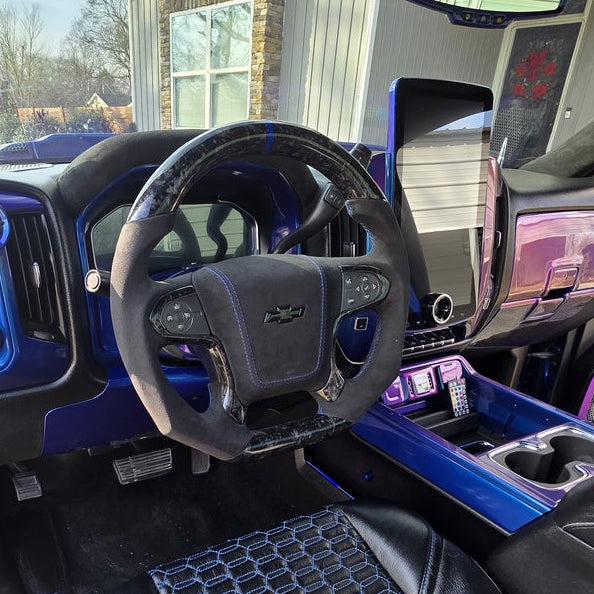 2014-2020 Chevy Silverado Tahoe Custom Carbon Fiber Steering Wheel - AutoLEDTech.com