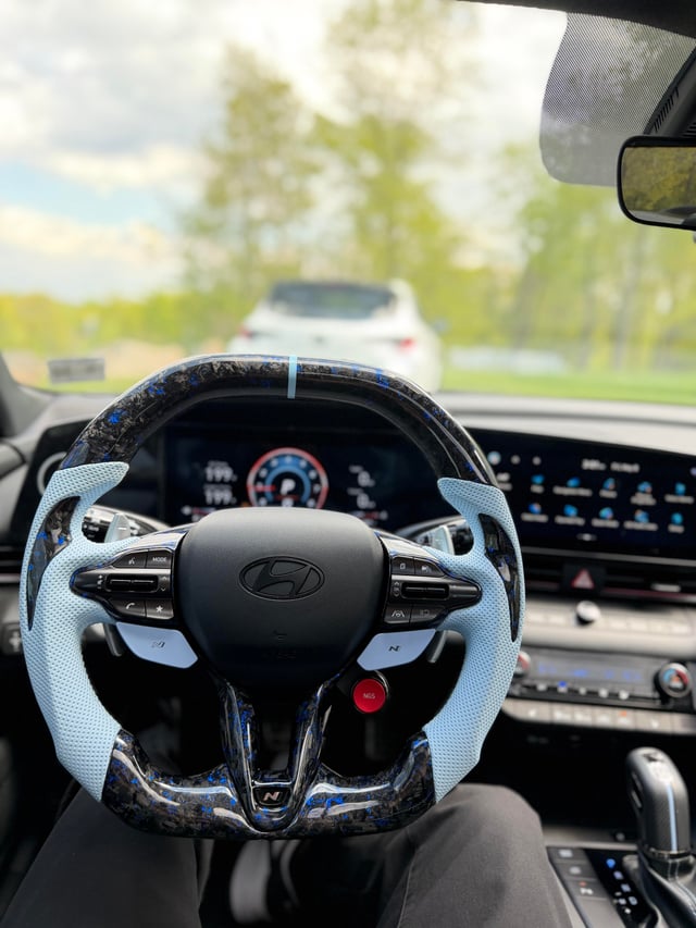 2019-2026+ Hyundai Veloster/Elantra N Custom Carbon Fiber Steering Wheel - AutoLEDTech.com