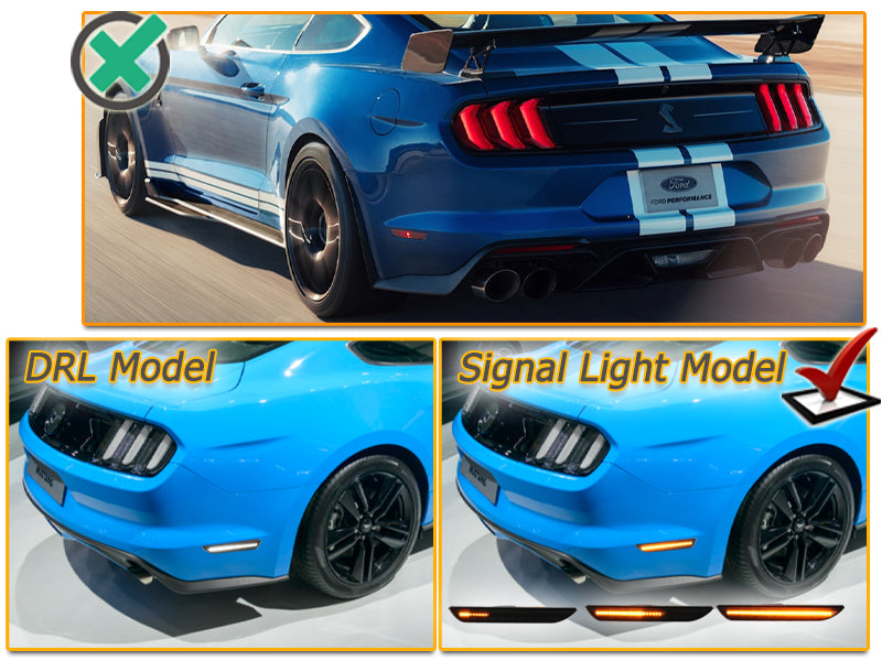 2015-2017 Ford Mustang Smoked Clear Sequential Switchback LED Side Marker Lights