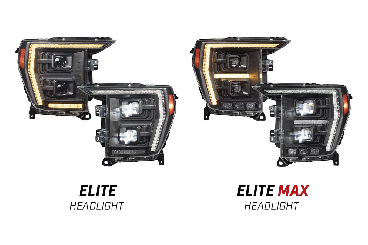 2021-2023 Ford F-150 & Raptor ELITE MAX LED White/Amber DRL Projector Headlights