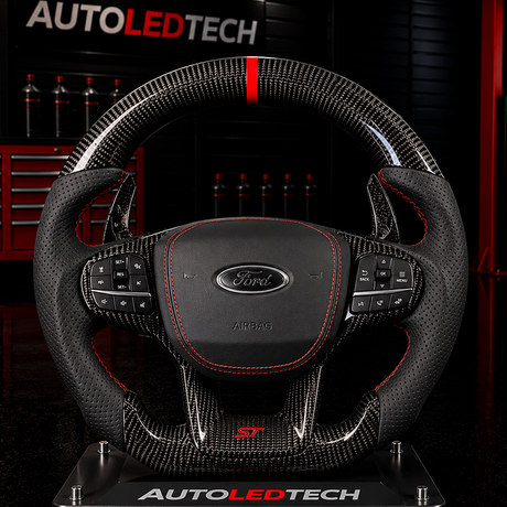 2020-2027+ Ford Explorer ST Custom Carbon Fiber LED Steering Wheel - AutoLEDTech.com
