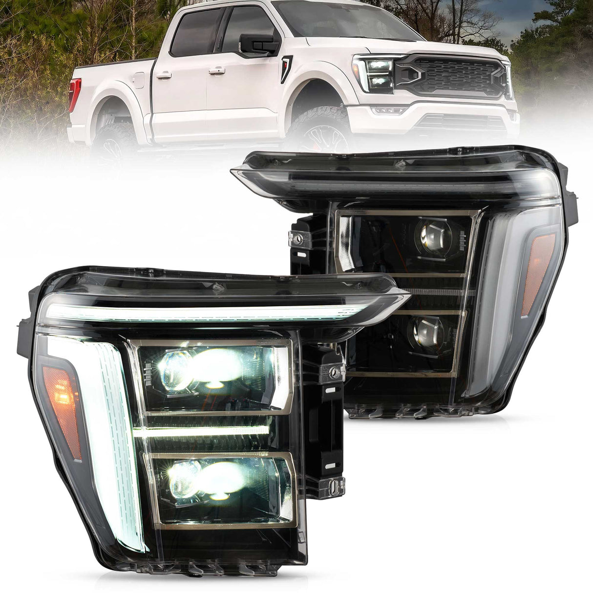 2021-2023 Ford F150 2024+ Style LED DRL Headlights