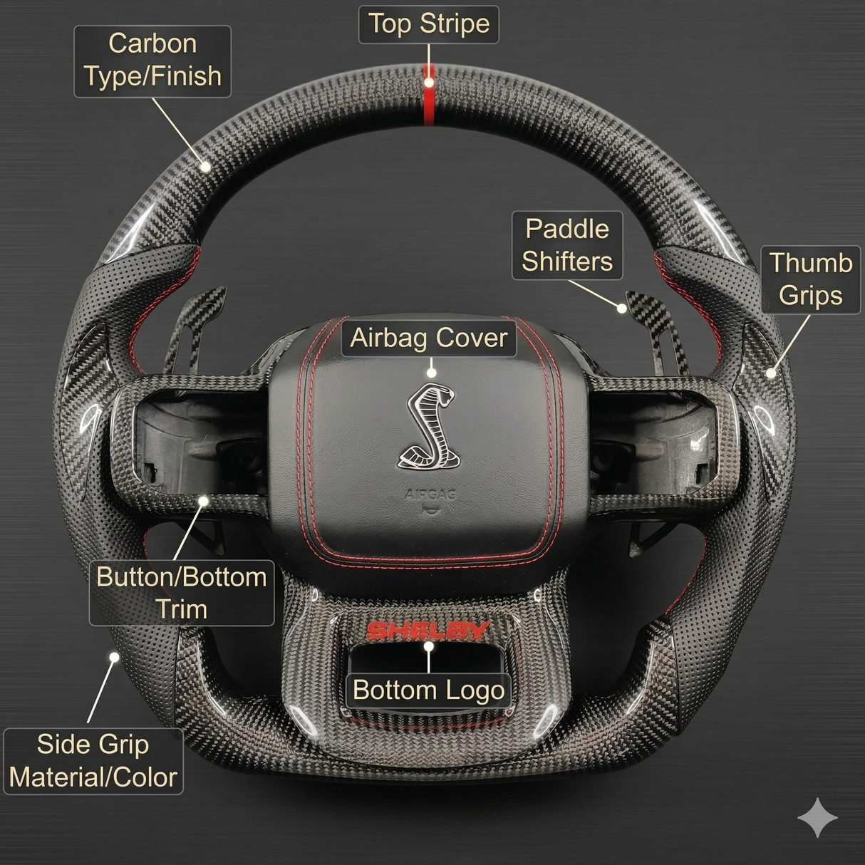 2021-2026+ Ford F150 & Raptor Custom Carbon Fiber LED Steering Wheel - AutoLEDTech.com