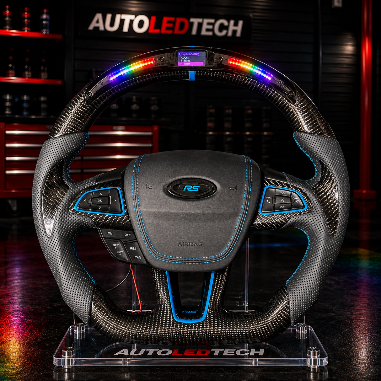 2015-2026+ Ford Focus ST RS Carbon Fiber Steering Wheel w/ LED Display