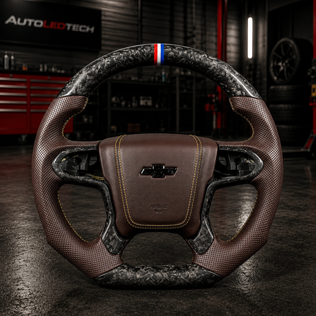 2014-2020 Chevy Silverado Tahoe Custom Carbon Fiber Steering Wheel - AutoLEDTech.com