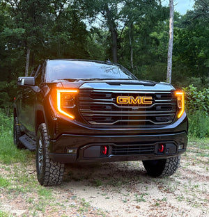 2019-2027 GMC Sierra Canyon Yukon White/Amber Illuminated LED Badge Emblem Logo - AutoLEDTech.com