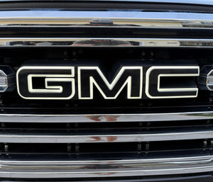 2019-2027 GMC Sierra Canyon Yukon White/Amber Illuminated LED Badge Emblem Logo - AutoLEDTech.com