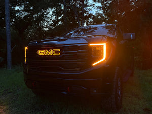 2019-2027 GMC Sierra Canyon Yukon White/Amber Illuminated LED Badge Emblem Logo - AutoLEDTech.com