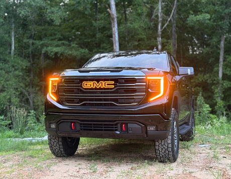 2019-2027 GMC Sierra Canyon Yukon White/Amber Illuminated LED Badge Emblem Logo - AutoLEDTech.com