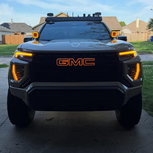 2019-2027 GMC Sierra Canyon Yukon White/Amber Illuminated LED Badge Emblem Logo - AutoLEDTech.com