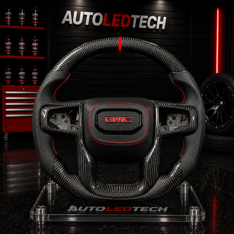 2020-2027+ GMC Sierra 1500 2500 HD Custom Carbon Fiber Steering Wheel - AutoLEDTech.com