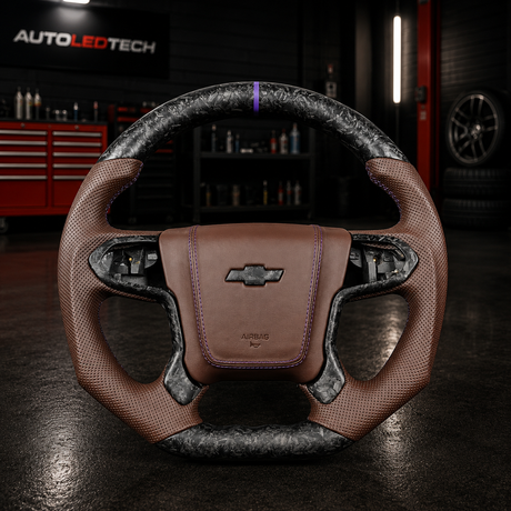 2014-2020 Chevy Silverado Tahoe Custom Carbon Fiber Steering Wheel - AutoLEDTech.com