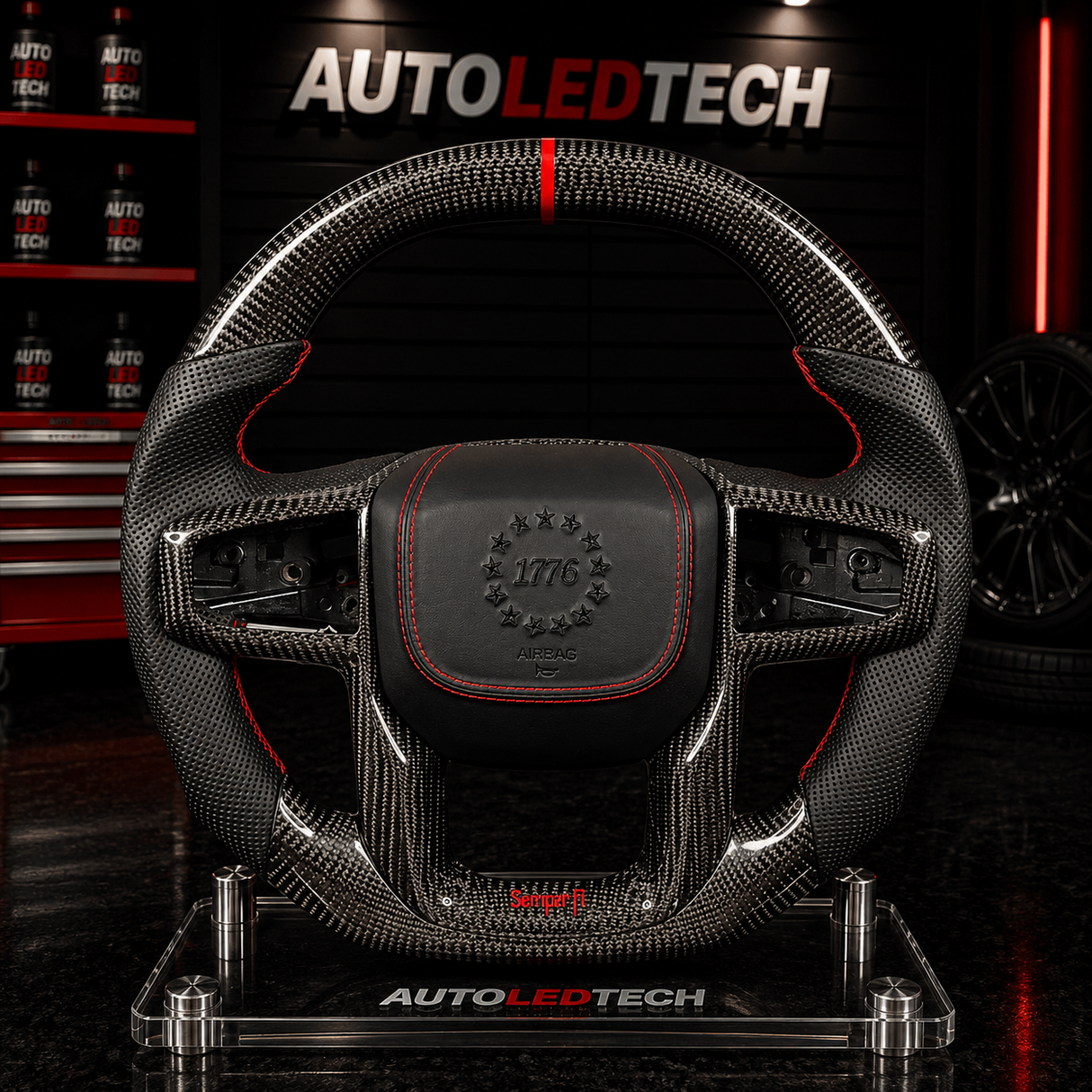 2020-2027+ GMC Sierra 1500 2500 HD Custom Carbon Fiber Steering Wheel - AutoLEDTech.com