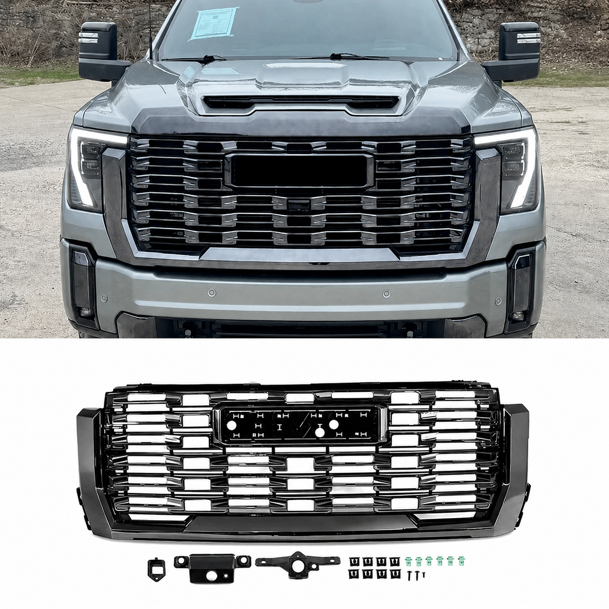 2024-2026+ GMC Sierra HD Painted AT4 Denali Grill - AutoLEDTech.com
