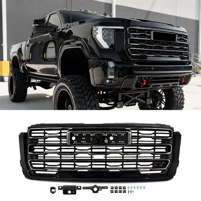 2024-2026+ GMC Sierra HD Painted AT4 Denali Grill - AutoLEDTech.com