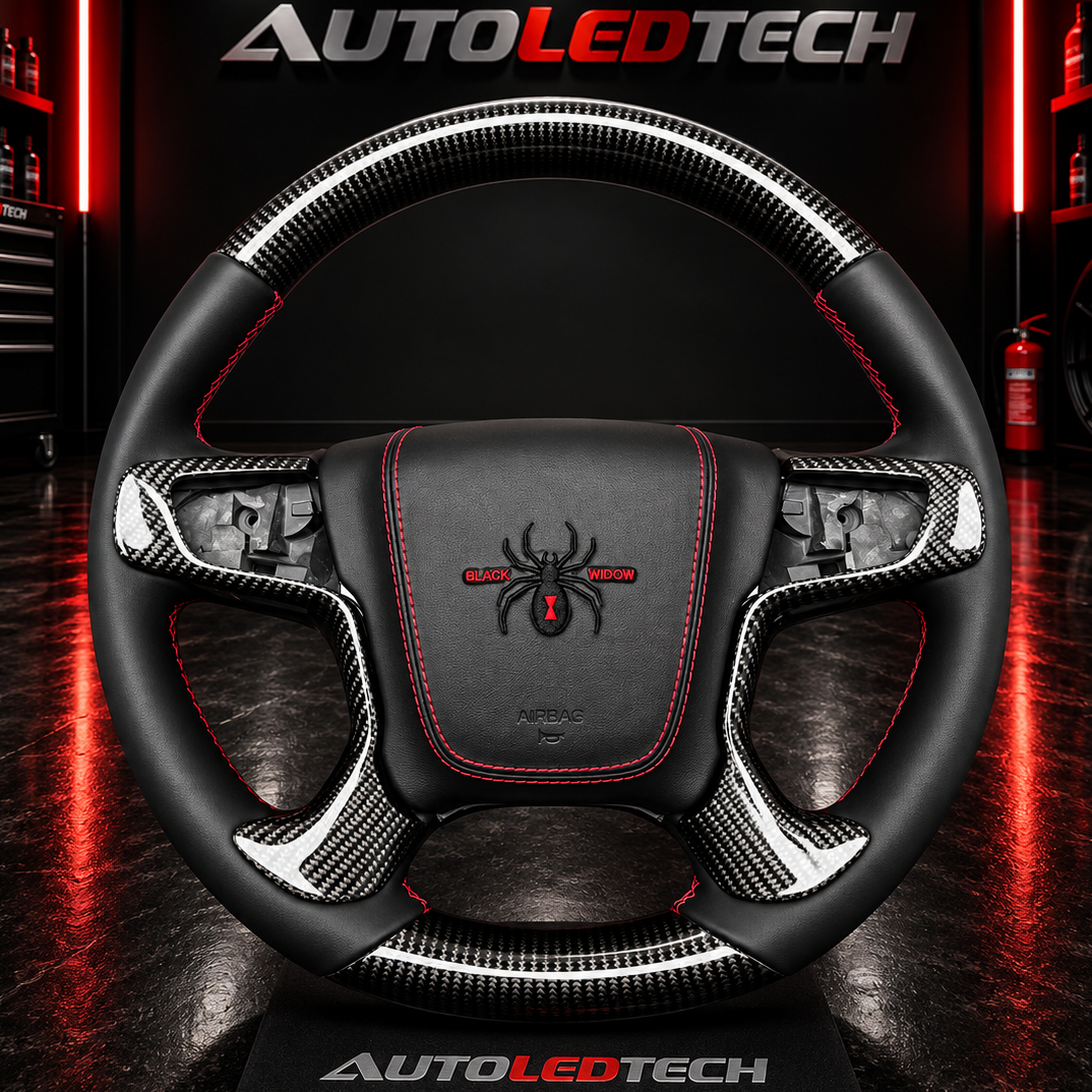 2014-2020 GMC Sierra Yukon Custom Carbon Fiber Steering Wheel - AutoLEDTech.com