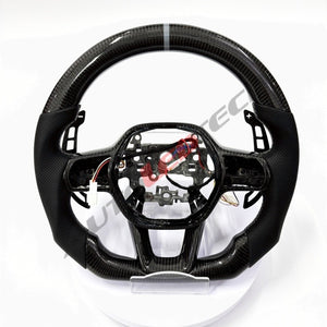 Honda magnetic paddle shifters installed on carbon fiber steering wheel