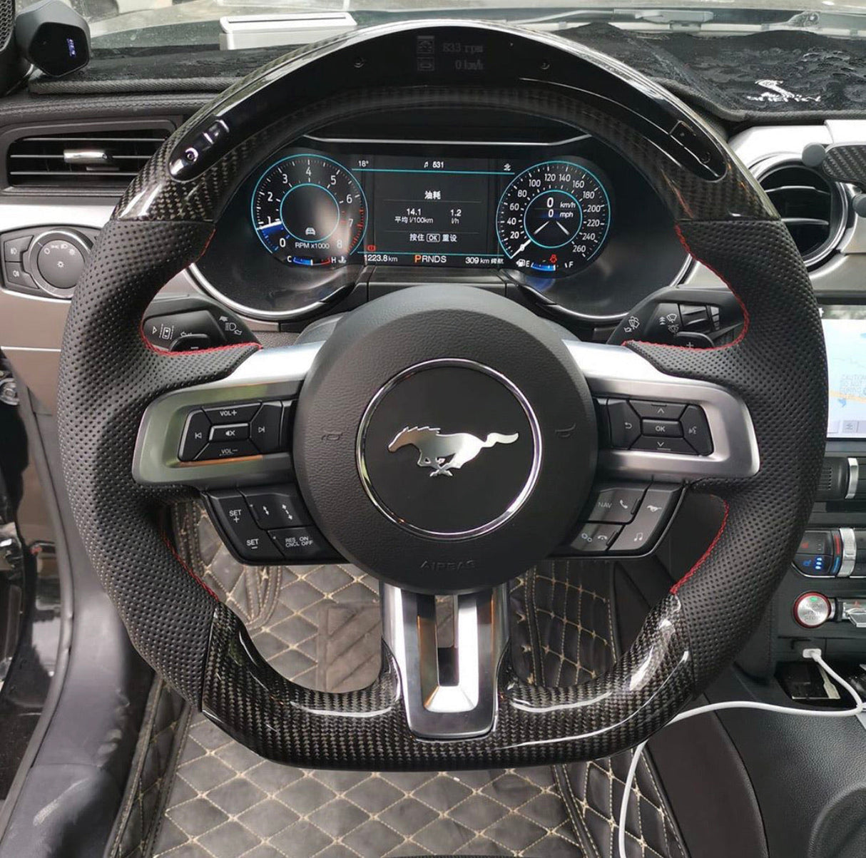 2018-2023 Ford Mustang Custom Carbon Fiber Steering Wheel w/ LED RPM Display LED headlight kit AutoLEDTech Oracle Lighting Trendz Flow Series RGBHaloKits OneUpLighting Morimoto