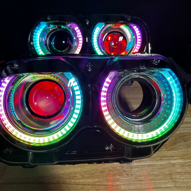 2015-2023 Dodge Challenger RGBW Flow Series LED Halo DRL Prebuilt Headlights
