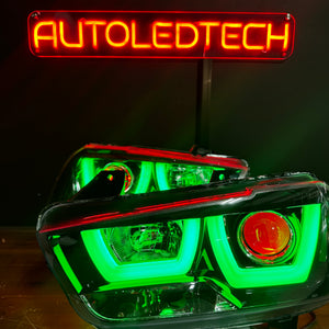2011-2014 Dodge Charger RGBW Flow Series LED Halo DRL Spec-D Headlights