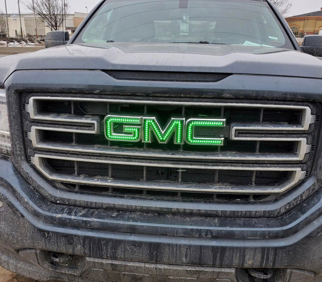 Illuminated GMC RGBW LED Badge Emblem Logo (RGBW | Flow Series) LED headlight kit AutoLEDTech Oracle Lighting Trendz Flow Series RGBHaloKits OneUpLighting Morimoto