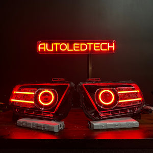 2010-2014 Ford Mustang RGBW Flow Series LED DRL Halo Prebuilt Headlights
