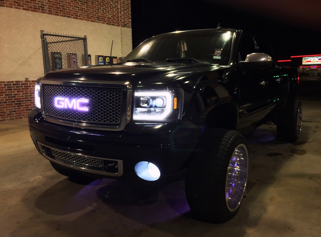 Illuminated GMC RGBW LED Badge Emblem Logo (RGBW | Flow Series) LED headlight kit AutoLEDTech Oracle Lighting Trendz Flow Series RGBHaloKits OneUpLighting Morimoto