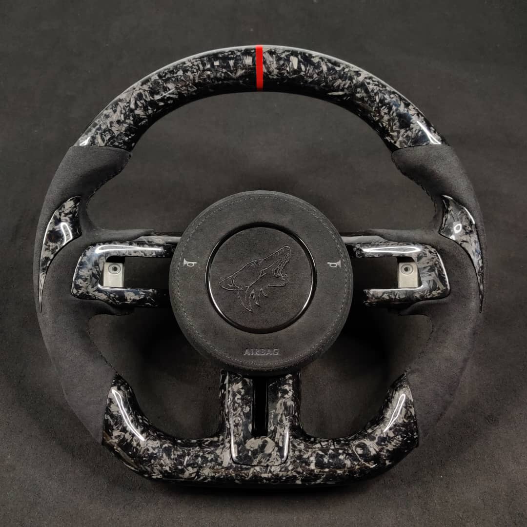 2015-2023 Ford Mustang Custom Carbon Fiber Steering Wheel w/ LED RPM Display