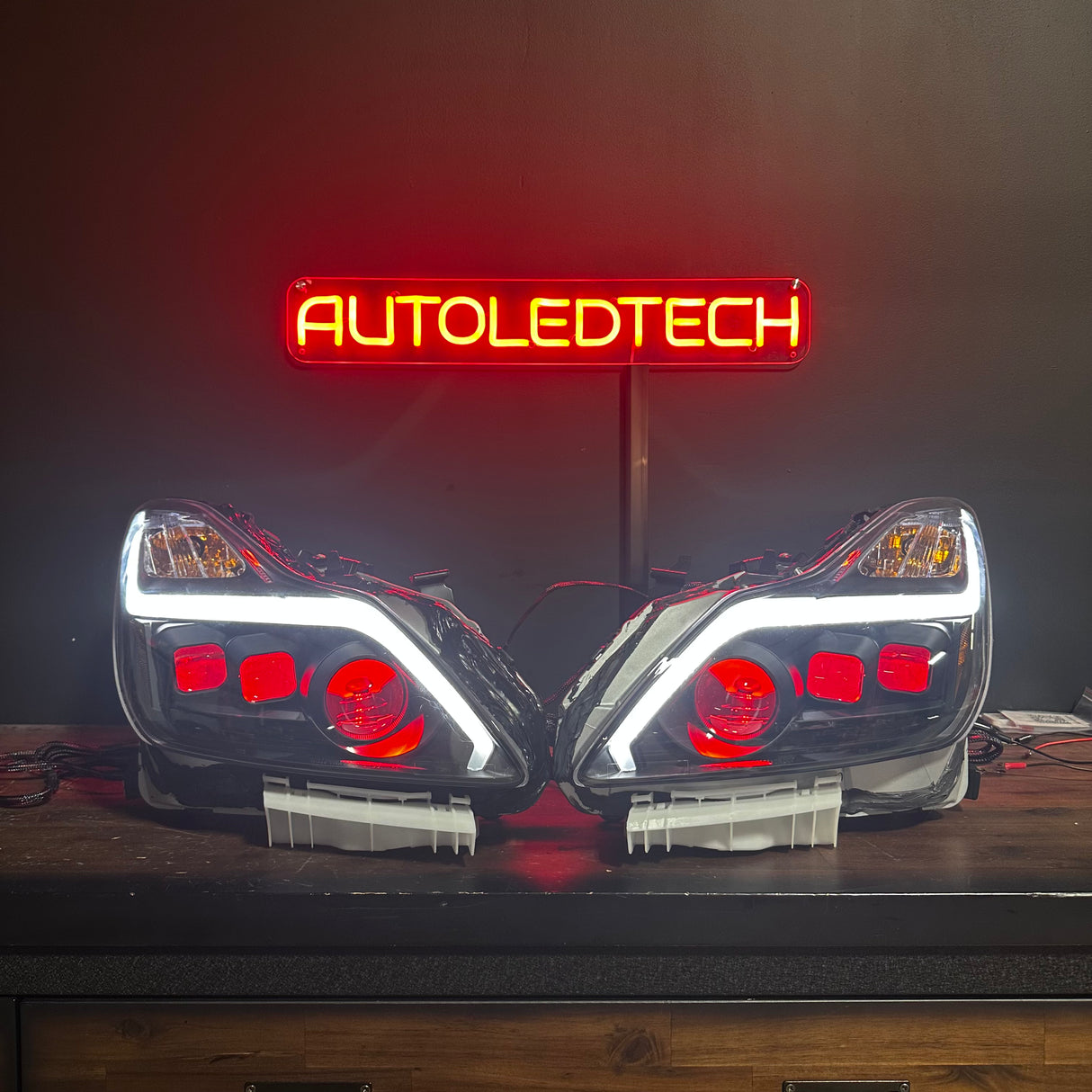 2010-2015 Infiniti G37/G25/Q40 Sedan RGBW Flow Series LED DRL Custom Headlights (GTR Replica)