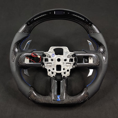 2015-2023 Ford Mustang Custom Carbon Fiber Steering Wheel w/ LED RPM Display