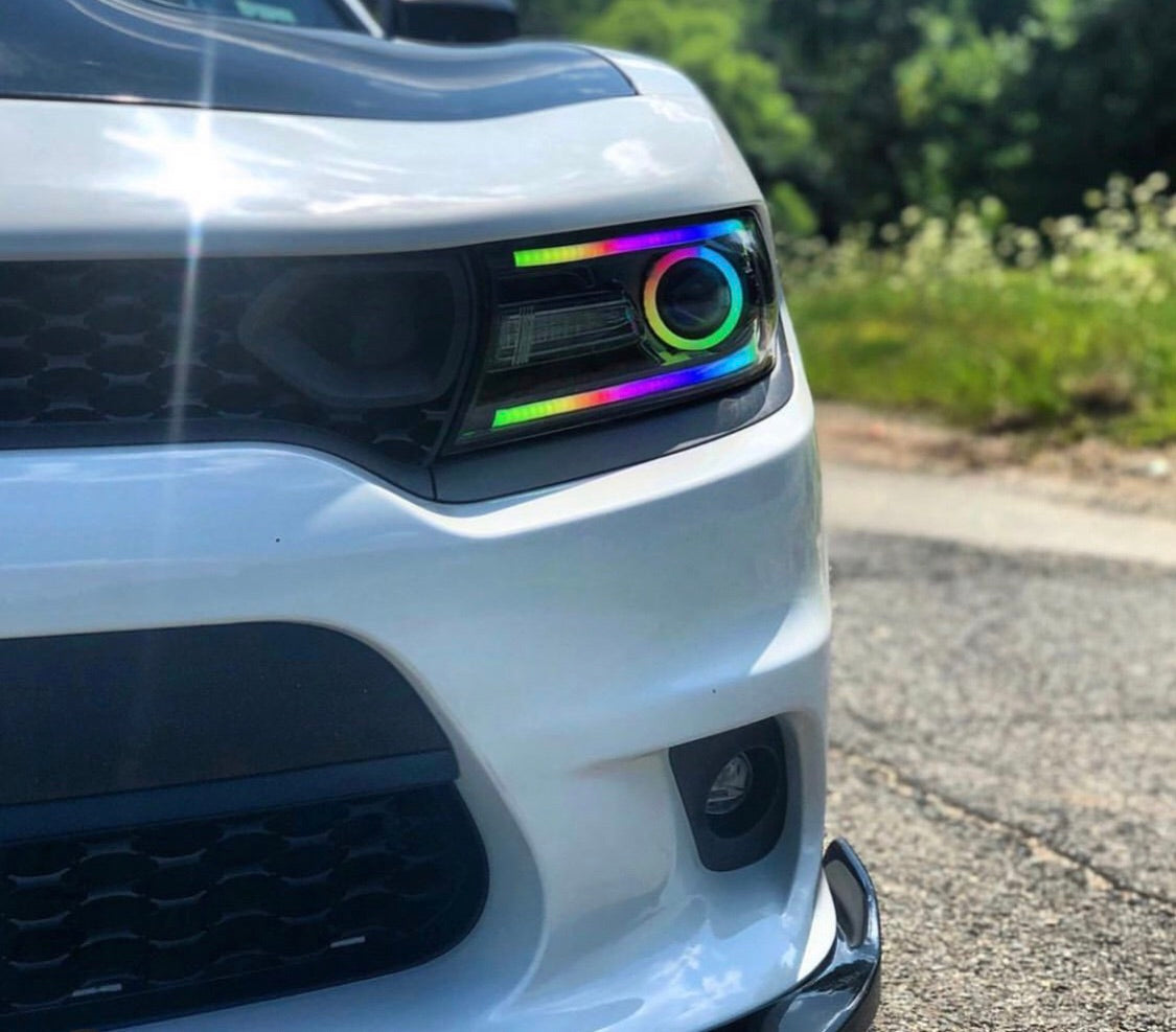 2015-2023 Dodge Charger RGBW Color-Chasing LED DRL Boards (Flow Series) LED headlight kit AutoLEDTech Oracle Lighting Trendz Flow Series RGBHaloKits OneUpLighting Morimoto