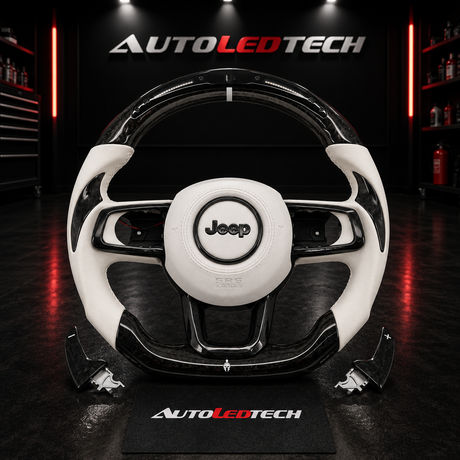 2019-2026+ Jeep Wrangler JL Gladiator JT Custom Carbon Fiber Steering Wheel - AutoLEDTech.com