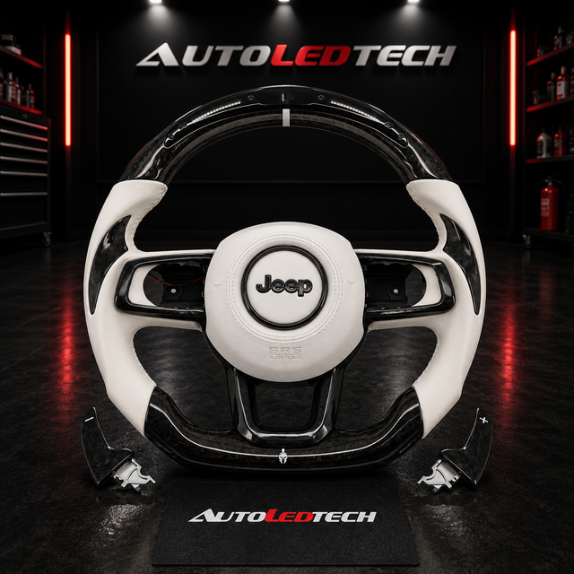2019-2026+ Jeep Wrangler JL Gladiator JT Custom Carbon Fiber Steering Wheel - AutoLEDTech.com