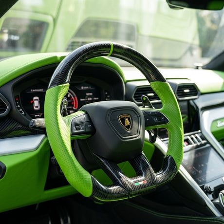 2018-2026+ Lamborghini Urus Custom Carbon Fiber Steering Wheel - AutoLEDTech.com