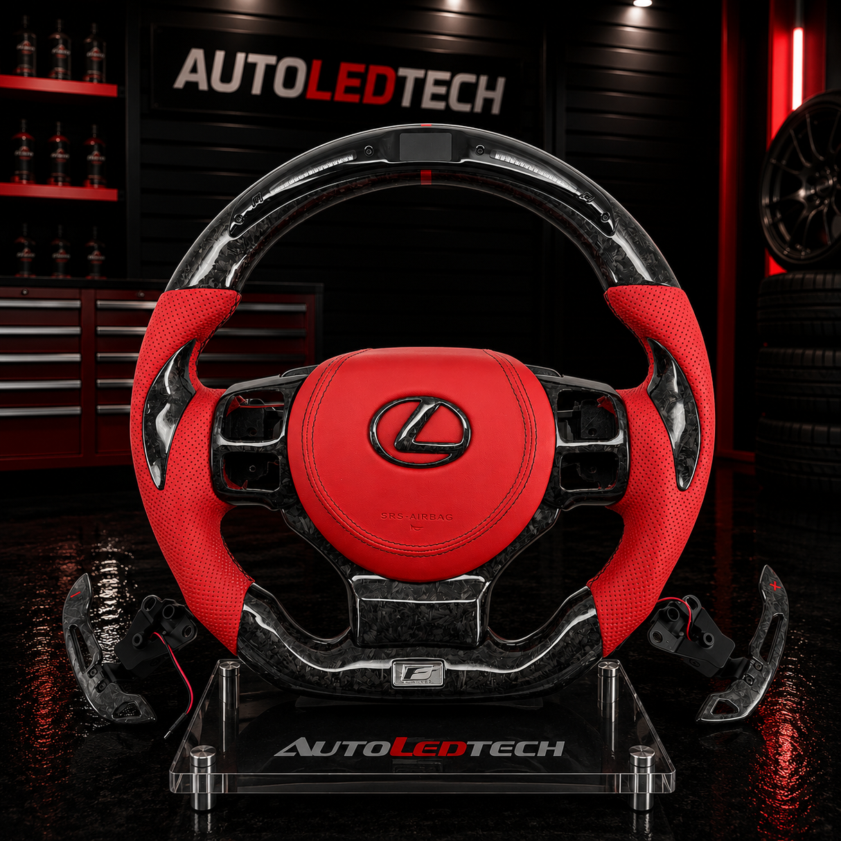 2014-2026 Lexus IS RC Custom Carbon Fiber Steering Wheel w/ LED RPM Display - AutoLEDTech.com