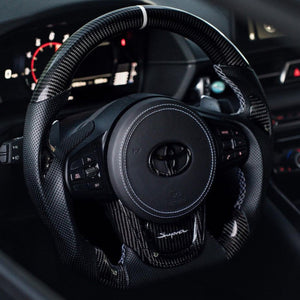 2019-2026+ Toyota Supra Custom Carbon Fiber Steering Wheel - AutoLEDTech.com