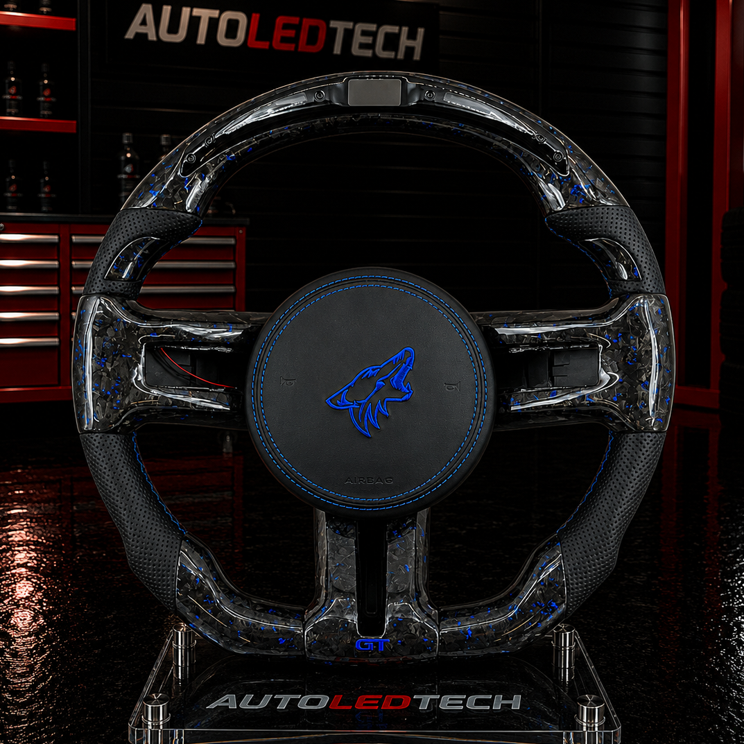 2005-2014 Ford Mustang Carbon Fiber LED Steering Wheel - AutoLEDTech.com