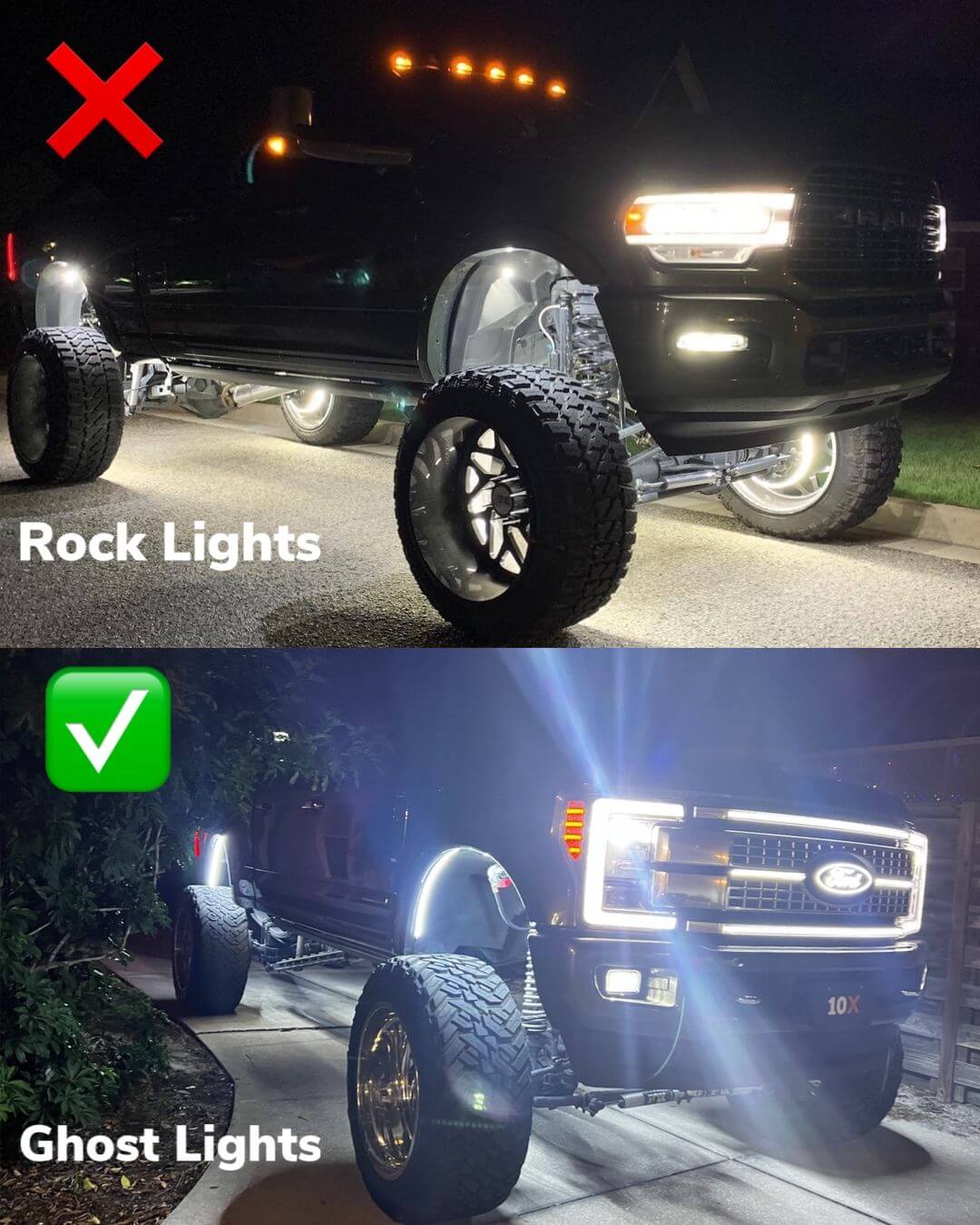 Ford GMC Chevy Ram Jeep Universal LED Fender Well Accent Lights Kit (Single | Double)