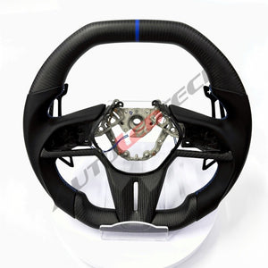 Nissan magnetic carbon fiber paddle shifters installed on carbon fiber steering wheel