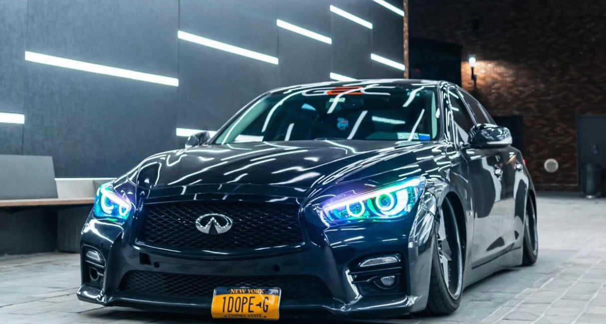 2014-2023 Infiniti Q50 Q70 RGBW Color-Chasing LED DRL Boards LED headlight kit AutoLEDTech Oracle Lighting Trendz Flow Series RGBHaloKits OneUpLighting Morimoto
