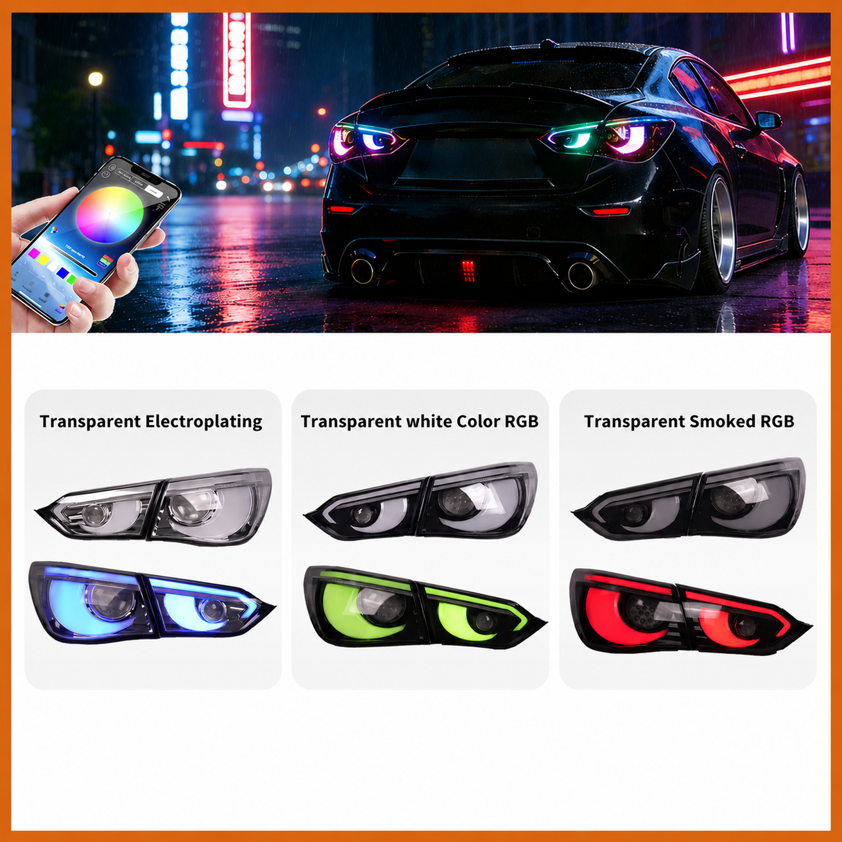 2014-2017 Infiniti Q50 Clear RGB Flow LED Tail Lights - AutoLEDTech.com